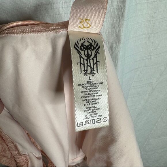 NEW Free People HAH peachy geometric print open back ruched swimsuit size large - Picture 7 of 8